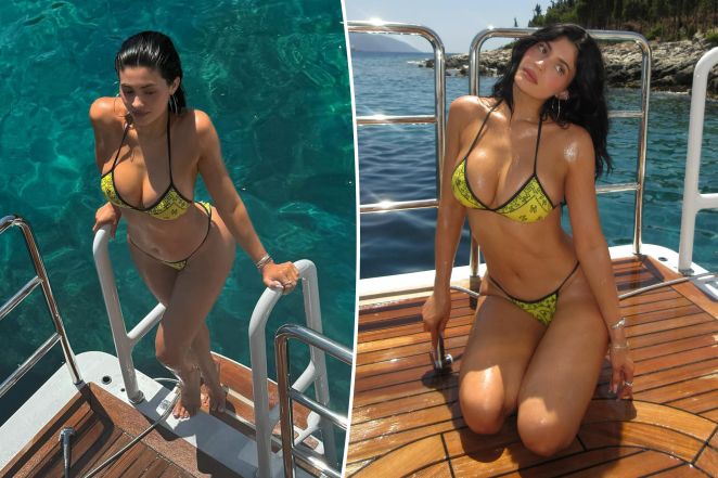 Kylie Jenner Turns Up The Heat In Greece Wearing A Neon G-String Bikini [Photos]
