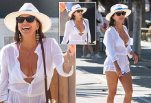 Eva Longoria Rocks White Bikini And Sheer Romper During Family Vacation In Spain