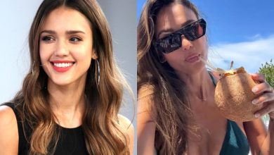 Jessica Alba Rocks Micro Teal Bikini While Talking About “Falling in Love”