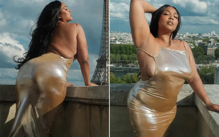 Lizzo Show Off Her Curves In Shiny Metallic Dress [Photos]